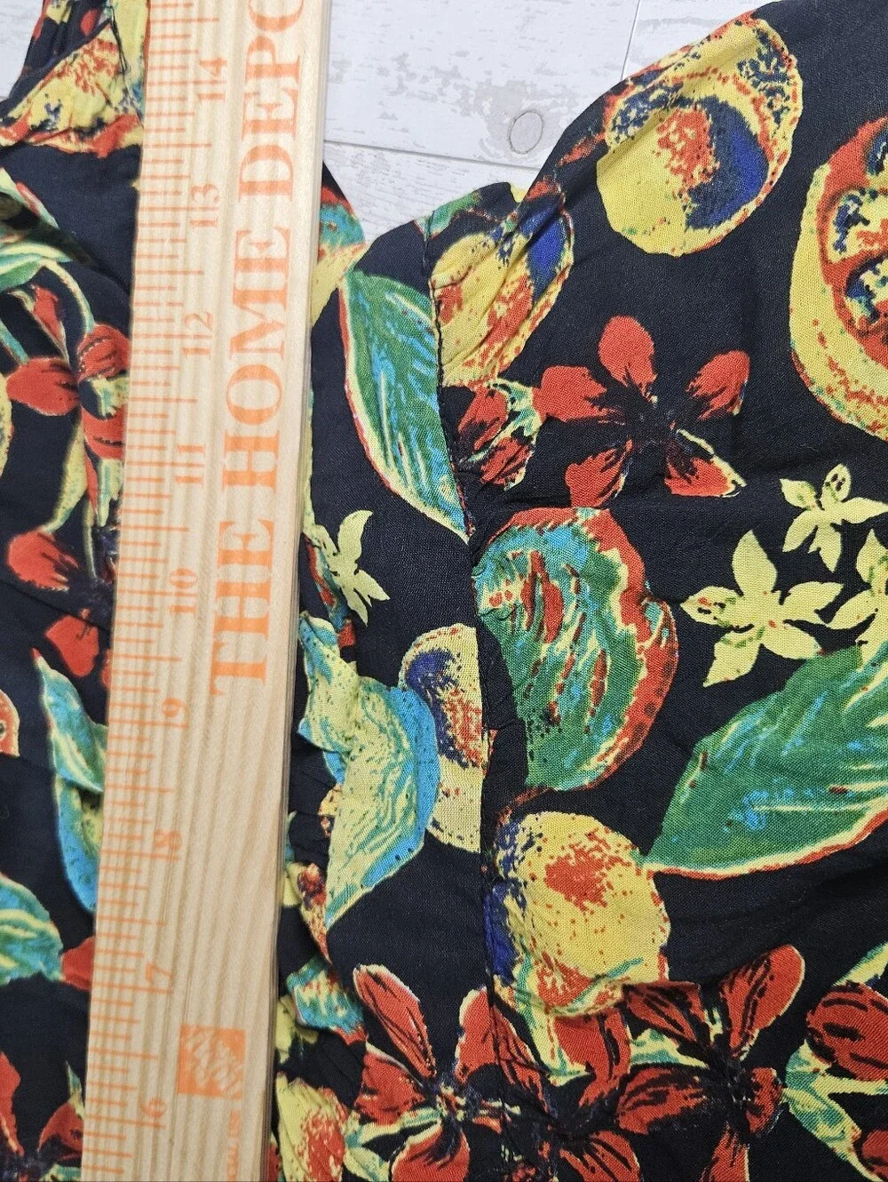 Free People Romper Womens XS Black Yellow Coral Tides Halter Fruit Floral Casual